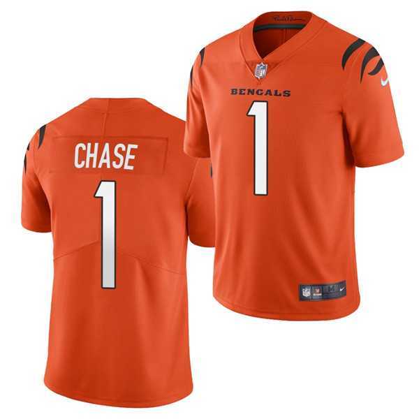 Men & Women & Youth Cincinnati Bengals #1 JaMarr Chase Orange Vapor Untouchable Limited Stitched Jersey